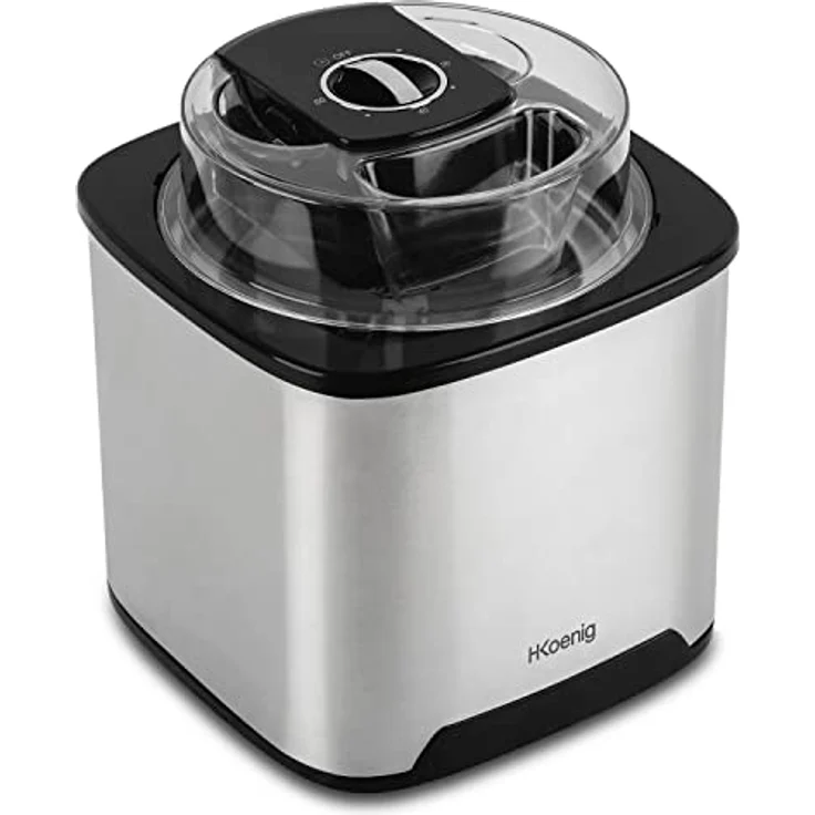 H.Koenig SRB80 Eismaschine, Kapazität 2 l, 12 W, Edelstahl, 30 bis 40 min Zubereitung, 30 U/min, automatische Abschaltung, transparenter Deckel, abnehmbarer Behälter – Bild 3