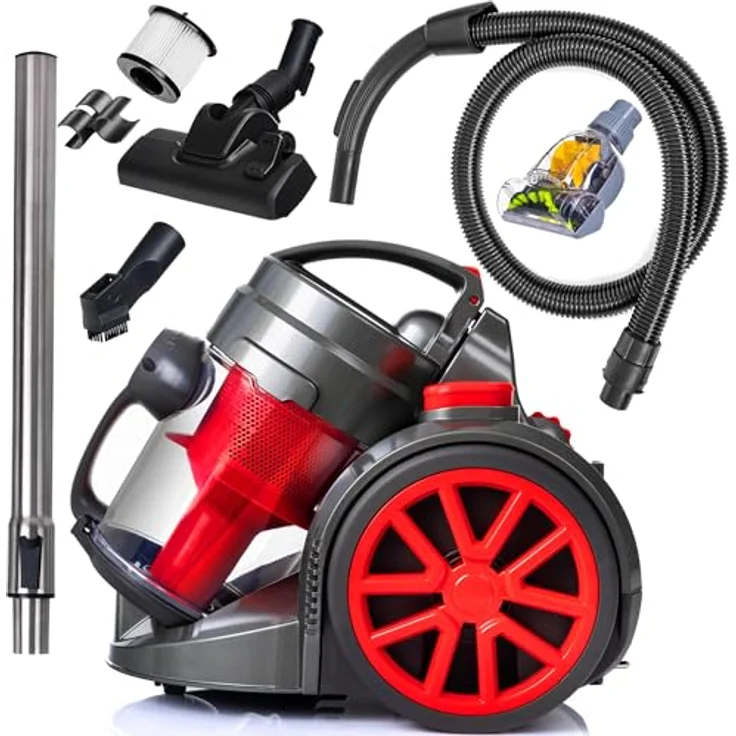 LEHMANN LHOCV-7018 Zyklon Staubsauger beutellos | Bodenstaubsauger mit Zyklontechnologie | Zylinder-Staubsauger mit Düsensatz | 4000 Watt, HEPA-Filter, 1,8 L, schwarz – Bild 1
