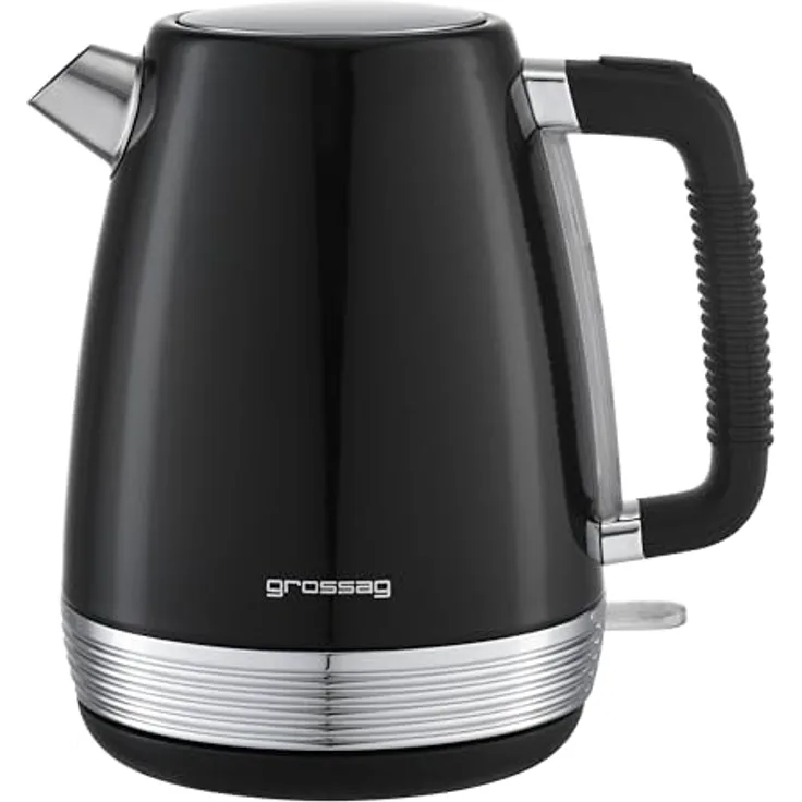 grossag Wasserkocher WK 28.07, Schwarz, 1,7 Liter, Abnehmbarer Edelstahl-Topf