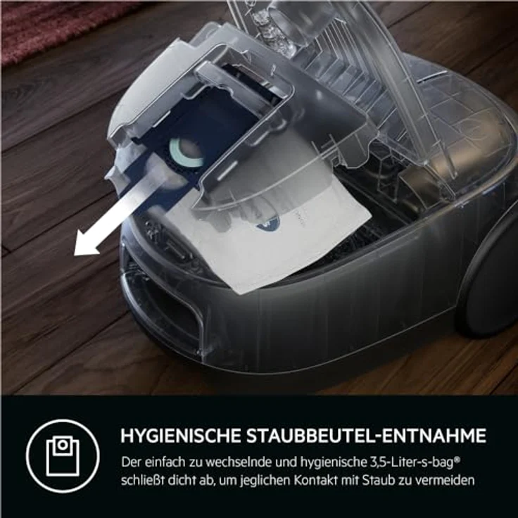 AEG AB61C2DB Bodenstaubsauger mit Beutel, 650 Watt, 12 m Aktionsradius, Denim Blue – Bild 5