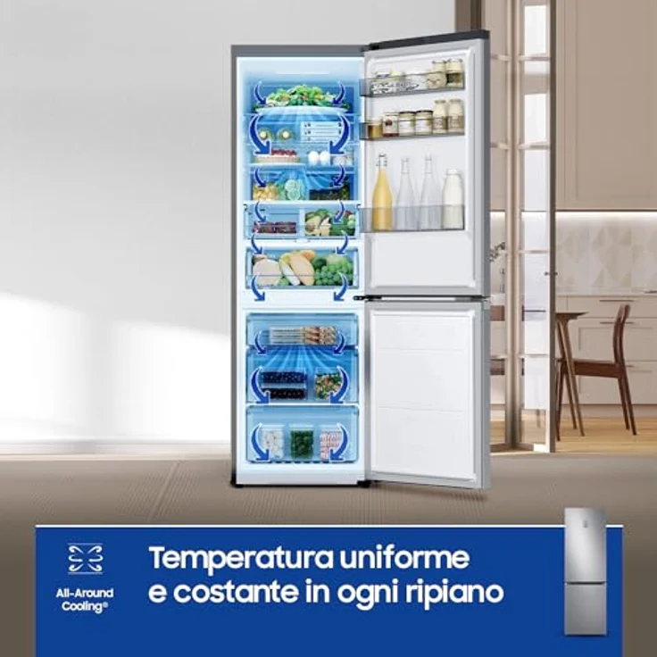 Samsung RB34C775CS9/EF Kühl- und Gefrierkombination Freistehend, 344 l Innenraum, Edelstahl, All-Around-Kühlsystem, Energieeffizienzklasse C – Bild 5