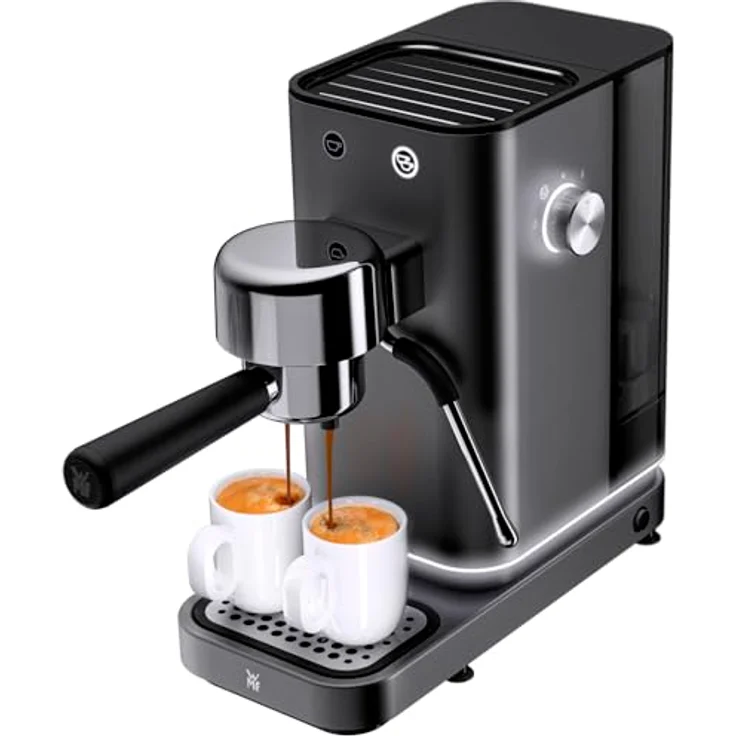 WMF Lumero Espressomaschine, kompakt in Stone Grey, 15 bar, 1350 Watt, integrierte Milchschaumdüse, dezente LED-Beleuchtung – Bild 1