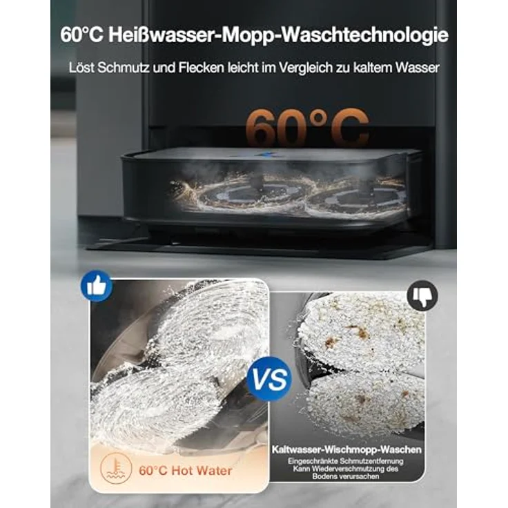 ECOVACS DEEBOT X2 Combo Saugroboter mit Wischfunktion 8700Pa mit Handstaubsauger, doppelte automatische Leerung, 15mm Mopp-Hebesystem, selbstreinigender Roboterstaubsauger, Heißwasser-Moppreinigung – Bild 4