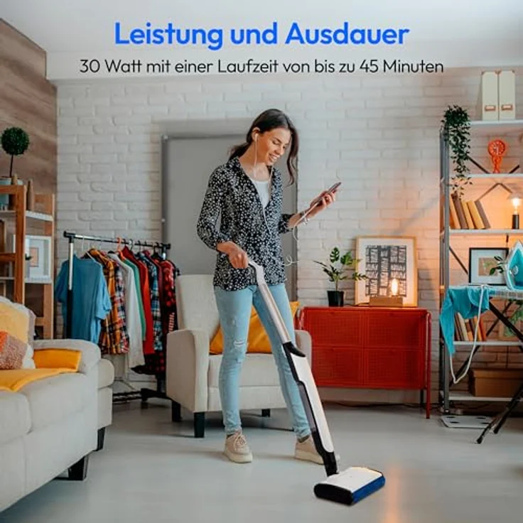 MEDION H09 Bodenwischer elektrisch, kabelloser Wischmopp mit 45 Min. Akkulaufzeit, getrennte Frisch- und Schmutzwassertanks, motorisierte Bürstenrolle für Hartböden – Bild 2