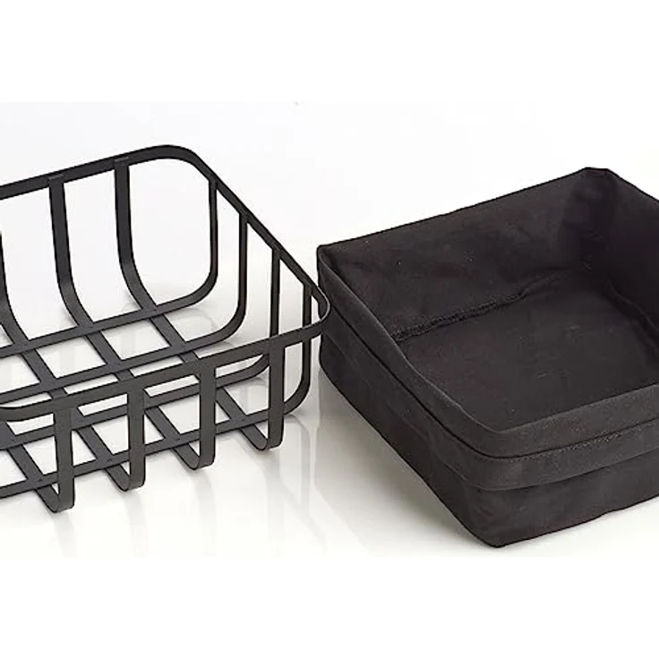 XXXL Brotkorb, Metall in Schwarz, 22x9x22 cm, stilvolle Lebensmittelaufbewahrung für Ihre Küche – Bild 2