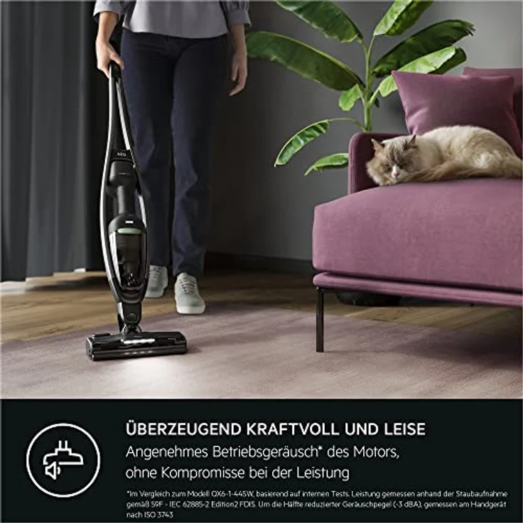 AEG CLEAN 6000 AS62B25OKO Akku-Staubsauger, 2in1, angenehm leise 79 dB(A), 47 Prozent Recyclingmaterial, bis zu 55 Min. Laufzeit, Automatik, freistehend, alle Böden, inkl. Zubehör, schwarz – Bild 4