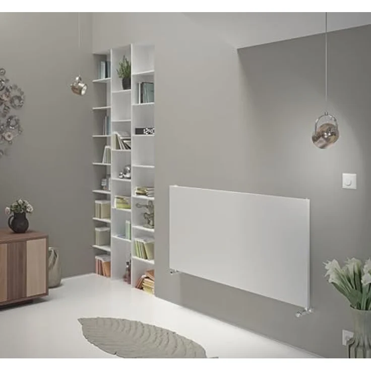 Ximax Raumheizkörper P1 Plan horizontal 595 mm x 1200 mm 609 Watt Weiß RAL 9003 horizontal mit glatter Front - ein eleganter und unaufdringlicher Designheizkörper – Bild 2