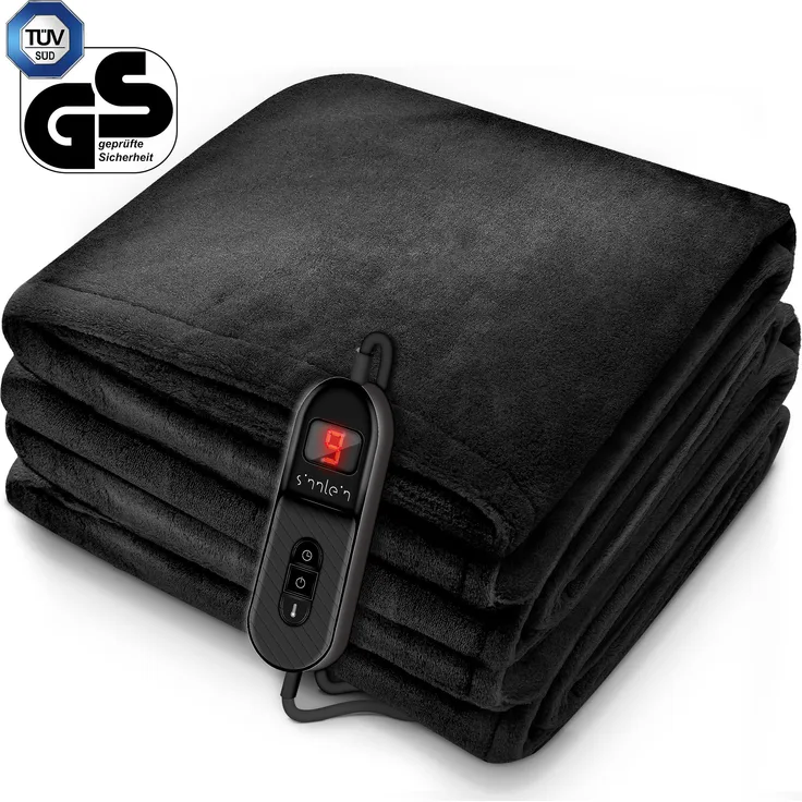 sinnlein Heizdecke elektrisch Wärmeunterbett XXL Wärmedecke Abschaltautomatik Plüsch, waschbar bis 40°C, Digitalanzeige