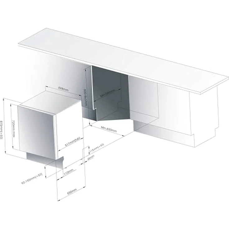 homeX GSEV6014AE Geschirrspüler vollintegriert, 60 cm, 14 Gedecke, 5 Programme, Aquastop, Silber – Bild 6