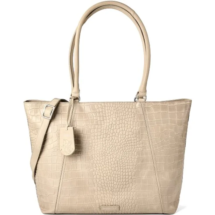 Burkely Cool Colbie Shopper Tasche aus 100% Leder, grau, 37 cm x 13 cm x 31 cm