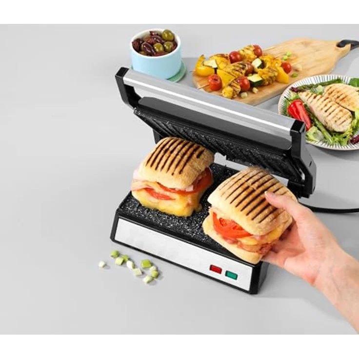 Progress Kontaktgrill 2-in-1, 1000W Panini- und Tischgrill mit Megastone-Beschichtung, 23 x 14,5 cm Grillfläche – Bild 4