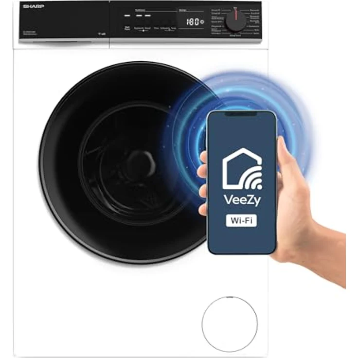 SHARP ES-PRO914WA-DE Waschmaschine Frontlader, 9kg, 1400U/min, Smarte Bedienung durch Veezy App, Dampffunktion, Inverter, 15 Programme, AquaStop, Weiß – Bild 3