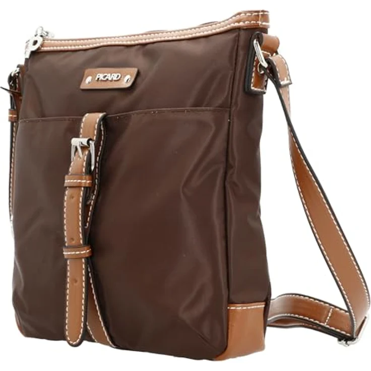 Picard Schultertasche Sonja, Umhängetasche aus robustem Nylon, braun, mit Reißverschlussfächern und 2 L Volumen – Bild 8