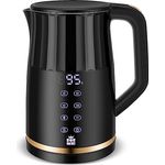 ForMe Edelstahl Wasserkocher 1,7 Temperatureinstellung Temperaturwahl 40-100°C Smart LED Digital Temperaturanzeige BPA FREI Temperatur Einstellbar Kessel I Teekanne Teekessel mit Warmhaltefunktion