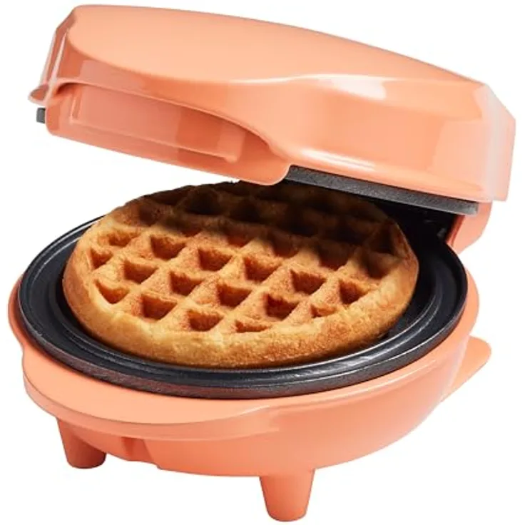 Bestron Mini-Waffeleisen für klassische Waffeln 10cm, inkl. Antihaftbeschichtung, ideal für Kinder, Orange