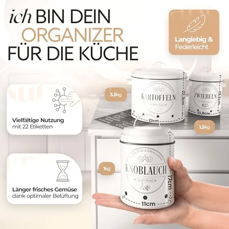 OEM IDEALTASTIC® Kartoffelbewahrungsbox 3-teilig, Vorratsdosen mit 360° Belüftungssystem für optimale Frische – Bild 3