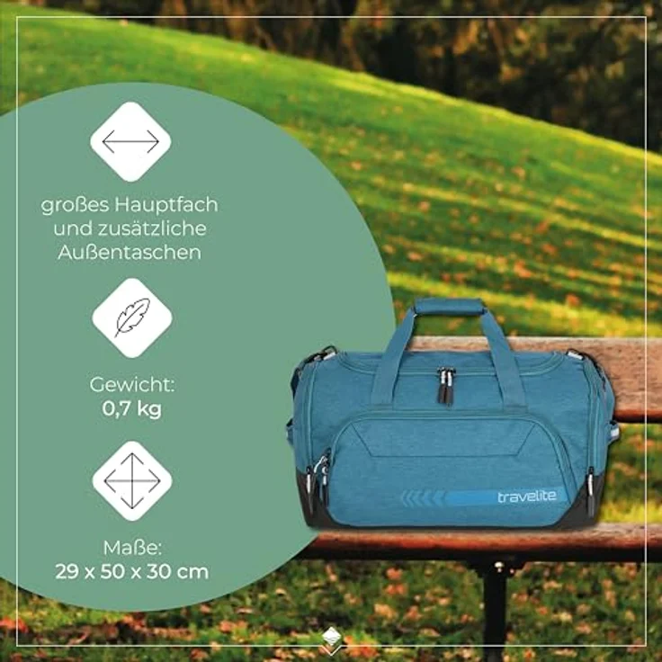 Travelite Kick Off Weekender Reisetasche M, 50 cm, petrol, 100% Polyester – Bild 3