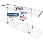 Rellinger Wäscheständer ausziehbar [20M TROCKENLÄNGE] - Wäscheständer hoch - Wäschetrockner - Teleskop Wäscheständer, inklusive Klemmen, ausziehbar und faltbar, langlebig und robust