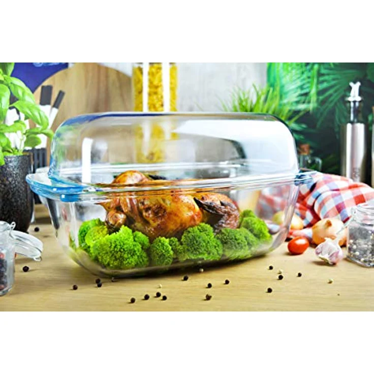 Sendez XXL Glasbräter, 7,0 L Volumen, mit Deckel, Auflaufform, Glaskochgeschirr, Ofenform – Bild 3