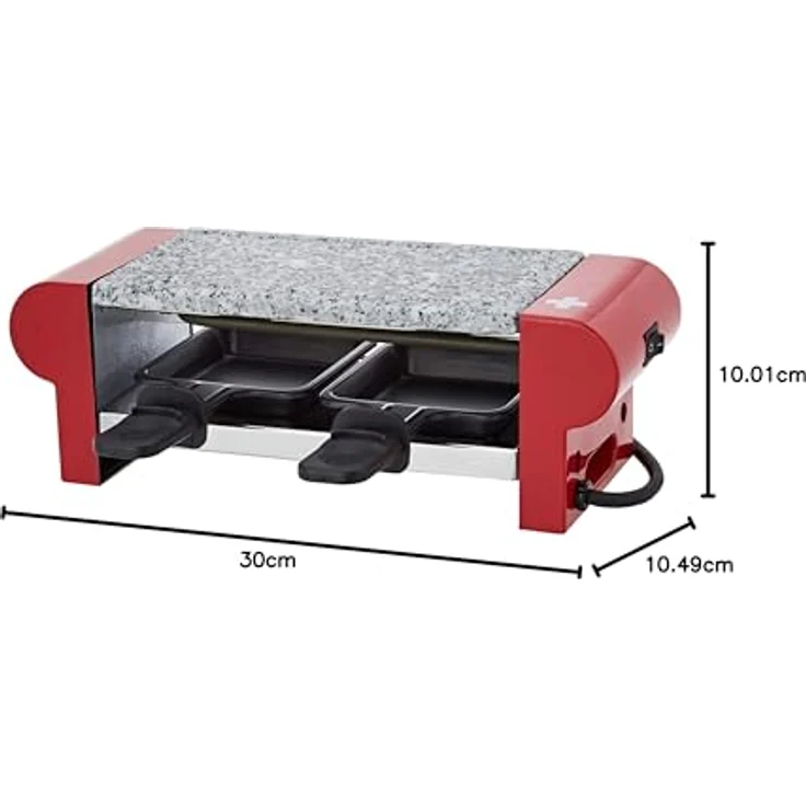 H.Koenig RP2 Raclette-Gerät - 2 Personen - mit Steingrill - 350 W - rot – Bild 11