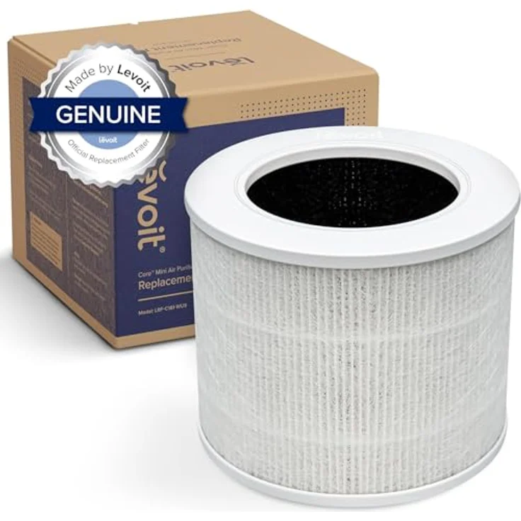 Levoit Luftreiniger Standard Ersatzfilter 3-in-1 HEPA, hocheffiziente Aktivkohle, weiß, geeignet für Core Mini – Bild 1