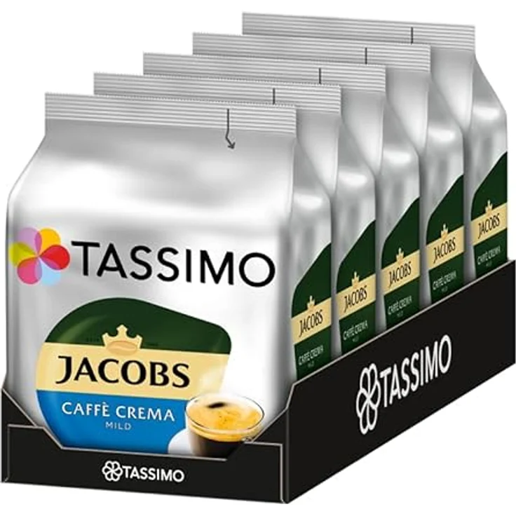Tassimo Jacobs Caffè Crema Mild, Kaffee, Kaffeekapsel, gemahlener Röstkaffee, 5er Pack, 5 x 16 T-Discs – Bild 7