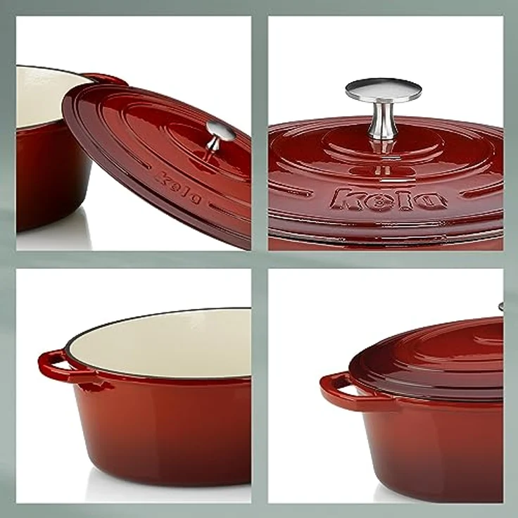 Kela 11940 Bräter mit Deckel, Gusseisen, le-Beschichtung, Hohe Wärmespeicherung, Induktionsgeeignet, 2,5 L, Rot, Rund, Calido – Bild 7