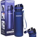 Aquaphor AQUAPHOR CITY blaue Filterflasche + 1 0,5 L Kartusche, Aktivkohlefilter für unterwegs