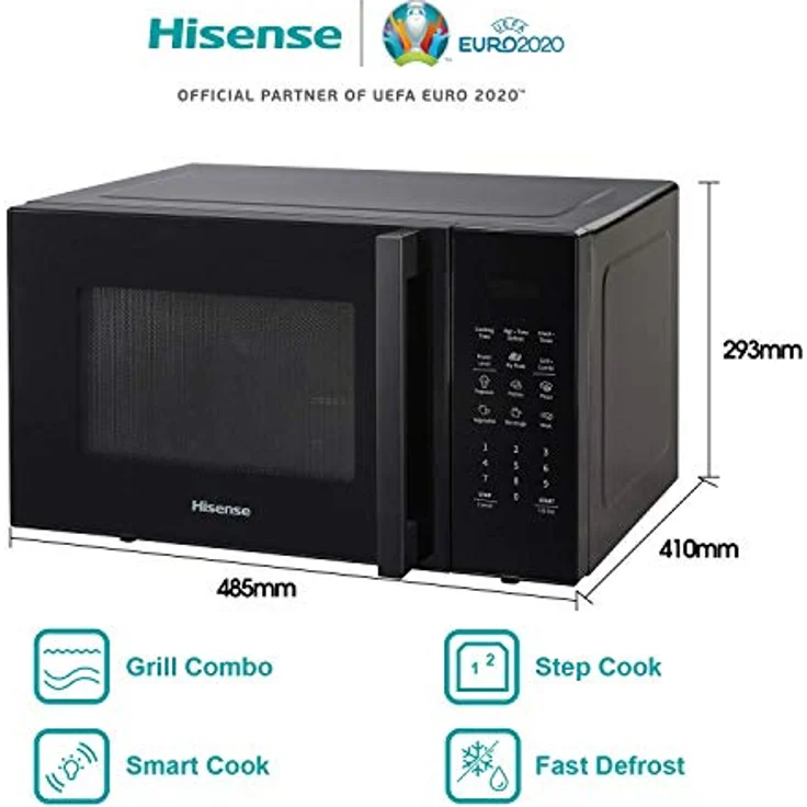 Hisense Elektronische Mikrowelle, Fassungsvermögen 23 l, Leistung 800 W, Grillleistung 1000 W, LED-Display mit Touch-Steuerung, Schwarz – Bild 2