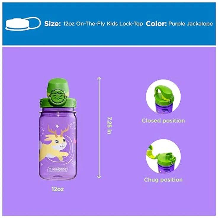 Nalgene Kinderflasche 'OTF Kids Sustain', 0,35 L, Einhanddruckverschluss, bruchfest, BPA-frei, 50% recycelte Materialien – Bild 5