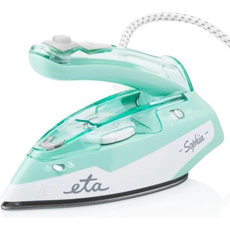 ETA Reise-Dampfbügeleisen Sophia I 1 100 W I Dampfstoß 50 g/min I Keramische Sohle I Klippbarer Griff I Duale Spannung I Leicht 710 g und Kompakt I Türkis – Bild 1