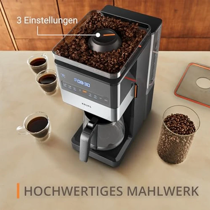 Krups Filterkaffeemaschine KM8428 Grind Aroma XL, bis zu 18 Tassen, digitales Bedienfeld, schwarz – Bild 5