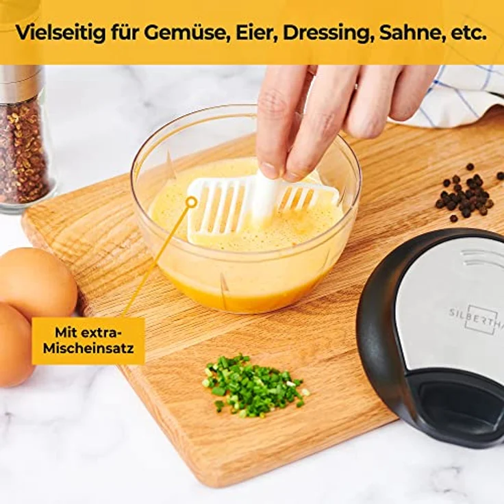 SILBERTHAL Zwiebelschneider - Multizerkleinerer mit Seilzug für Zwiebel, Kräuter, Nüsse, Sahne - 500 ml - Zerkleinerer manuell mit 3 Klingen aus Japanischem Stahl – Bild 5