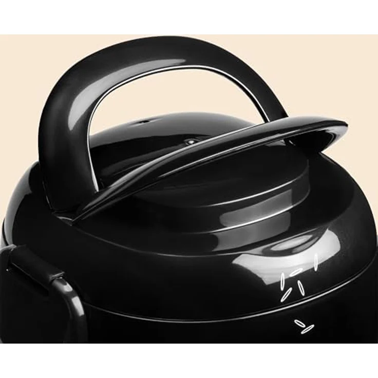 Reishunger Mini Reiskocher, schwarz | 0,3 L - 1-2 Portionen | Hochwertige Keramikbeschichtung - Premium Topf | Handliche Größe für kleine Haushalte und unterwegs – Bild 3