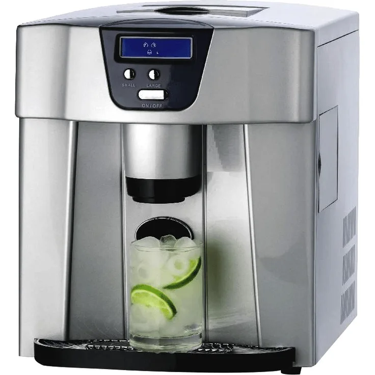 Syntrox GG-400 digitaler Eiswasser- und Eiswürfelbereiter mit Spender, 15 kg/Tag, Eiswürfelbereiter, silber