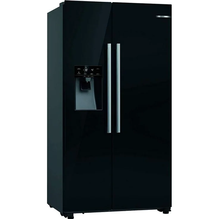 Bosch Serie 6 KAD93VBFP Side-by-Side-Kühlschrank, freistehend, schwarz, NoFrost, Schnellkühlen und -gefrieren, Wasser- und Eiswürfelspender, Festwasseranschluss, Breite 91 cm – Bild 1