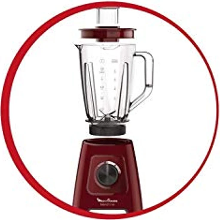 Moulinex LM420510 Blendforce Elektrischer Standmixer Kapazität 2 l geeignet für Smoothie, Suppe, Obst, Gemüse, gemahlenes Eis, 600 W Rot – Bild 3