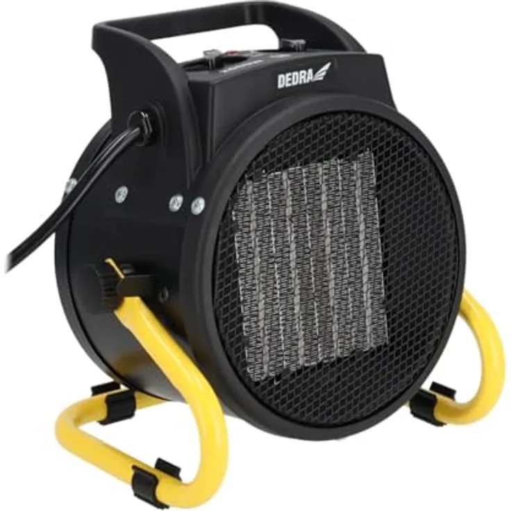 Dedra Elektrische PTC-Heizung 2,0 kW, rund, schwarz, Thermostat, Überhitzungsschutz, drei Betriebsarten, für Heizfläche bis 20 m²