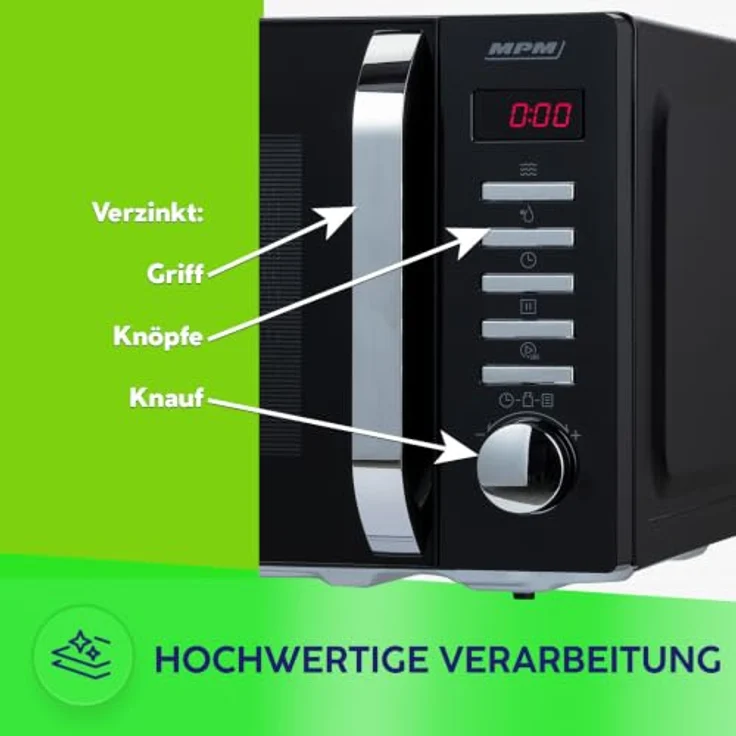 MPM 20-KMT-05 freistehende Mikrowelle, 20l, schwarz, 700 W, mit 8 Automatikprogrammen und digitalen Bedienfeld – Bild 4