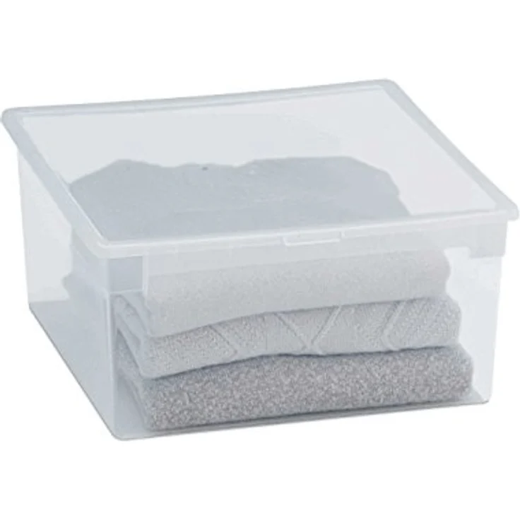 Kreher Aufbewahrungsbox mit Deckel aus robustem und transparentem Kunststoff. Maße: 37,8 x 39,6 x 18,5 cm. Stapelbar, mit Deckel! Topp Qualität – Bild 2