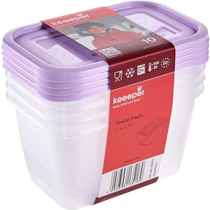 keeeper fredo fresh Frischhaltedosenset, 4-teilig, 4 x 0,75 l, lebensmittelecht, violett – Bild 1