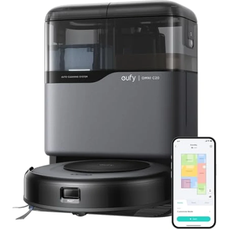 eufy Saugroboter Omni C20 mit All-in-One-Station, Auto-Entleerung, Auto-Wasch- und Trocknungsfunktion, 7.000Pa Starke Saugleistung, 8,5cm Ultraflaches Design, Staubsauger Roboter mit Wischfunktion – Bild 1