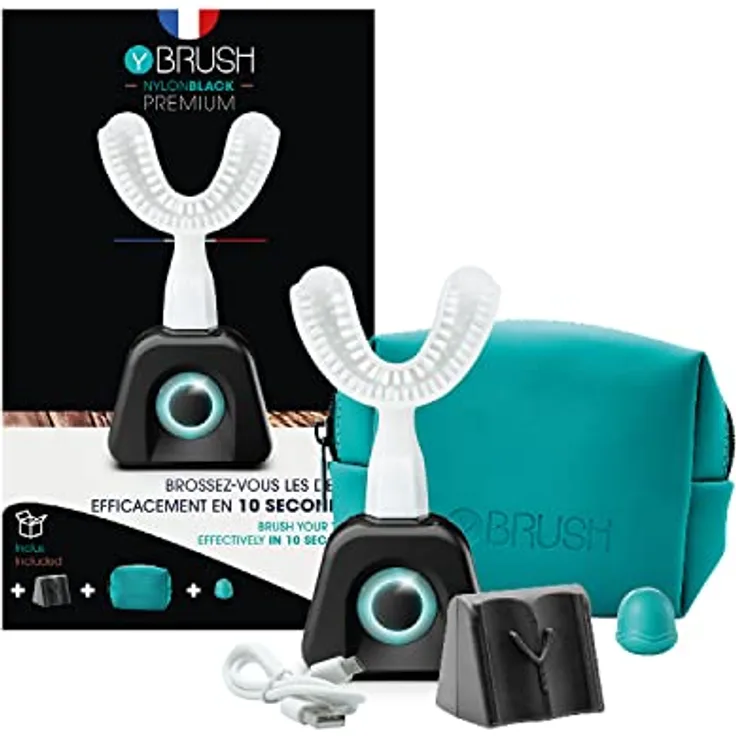 Y-Brush - Elektrische Zahnbürste – Y-Bürste – 3 Monate Laufzeit – NylonBlack Erwachsene