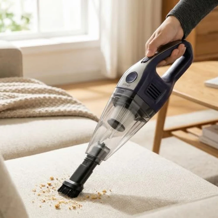 ideoon Akku-Handsauger Mini, kabellos mit 6800 Pa Saugkraft, 2600 mAh Li-Ion Akku, leise und kompakt für Auto, Büro, Zuhause – Bild 1