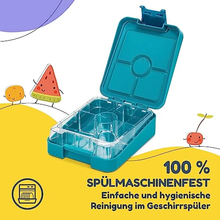 Klarstein schmatzfatz easy Snackbox, 4 Fächer, luftdicht und spülmaschinenfest, 18 x 15 x 5 cm – Bild 5