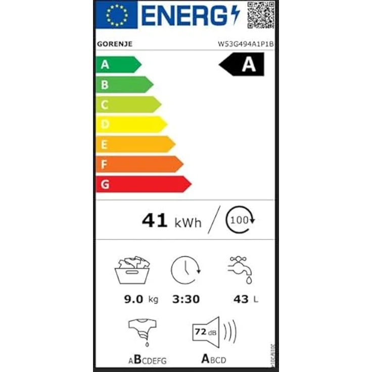 GORENJE W53G494A1P1B G400 Waschmaschine, 9 kg, 1320 U/Min., Energy Class A, SteamTech Dampfbehandlung, tiefschwarz – Bild 15
