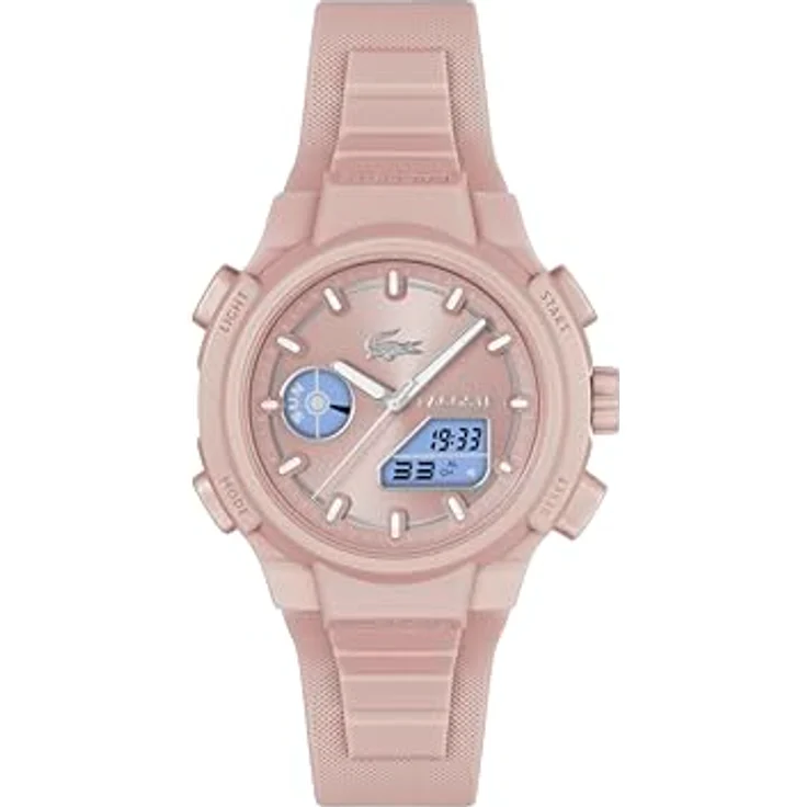 Lacoste LC33 Analoge-Digitale Multifunktions-Quarzuhr für Damen mit Blush Silikonarmband, 40mm TR90 Gehäuse, Wasserdicht bis 10ATM, Weltzeituhr und Stoppuhr – Bild 2