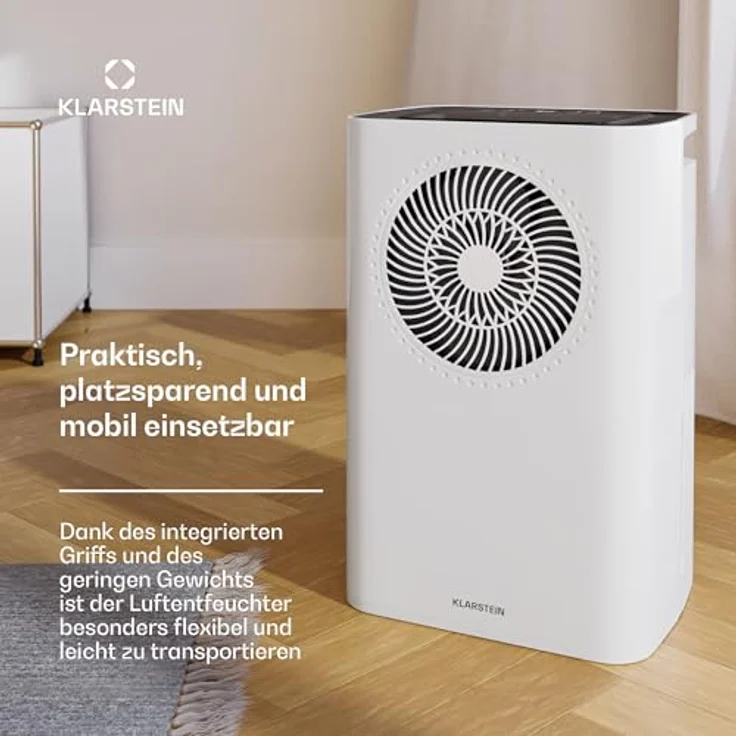 Klarstein CircleDry 16L Smart Luftentfeuchter, WLAN-App-Steuerung, Leise 38 dB, 24h Timer, Kontinuierliche Entwässerung, Tragbar für Wohn- & Büroräume bis 32 m² – Bild 3