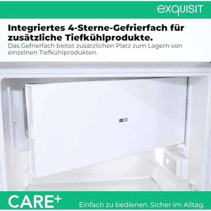 Exquisit KS16-4-HEA-090E Care Kühlschrank 121 l mit 4-Gefrierfach (15 l), Super-Kühl-Modus, elektronische Temperaturregelung, weiß – Bild 6