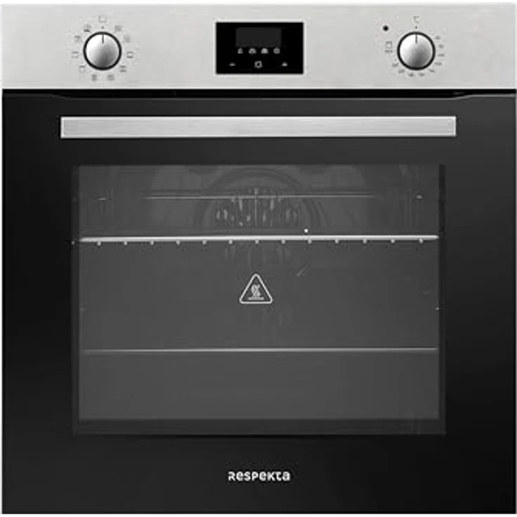 Respekta Backofen autark Einbau Edelstahl Herd Grill Heißluft Timer Ofen Jim 72L, energieeffizient mit Dampfreinigung, schwarz/silber – Bild 1
